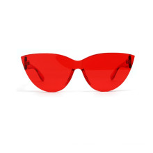 Newest 2019 Oversized Cat Eye Sun Glasses Rimless Candy Sunglasses One Lens